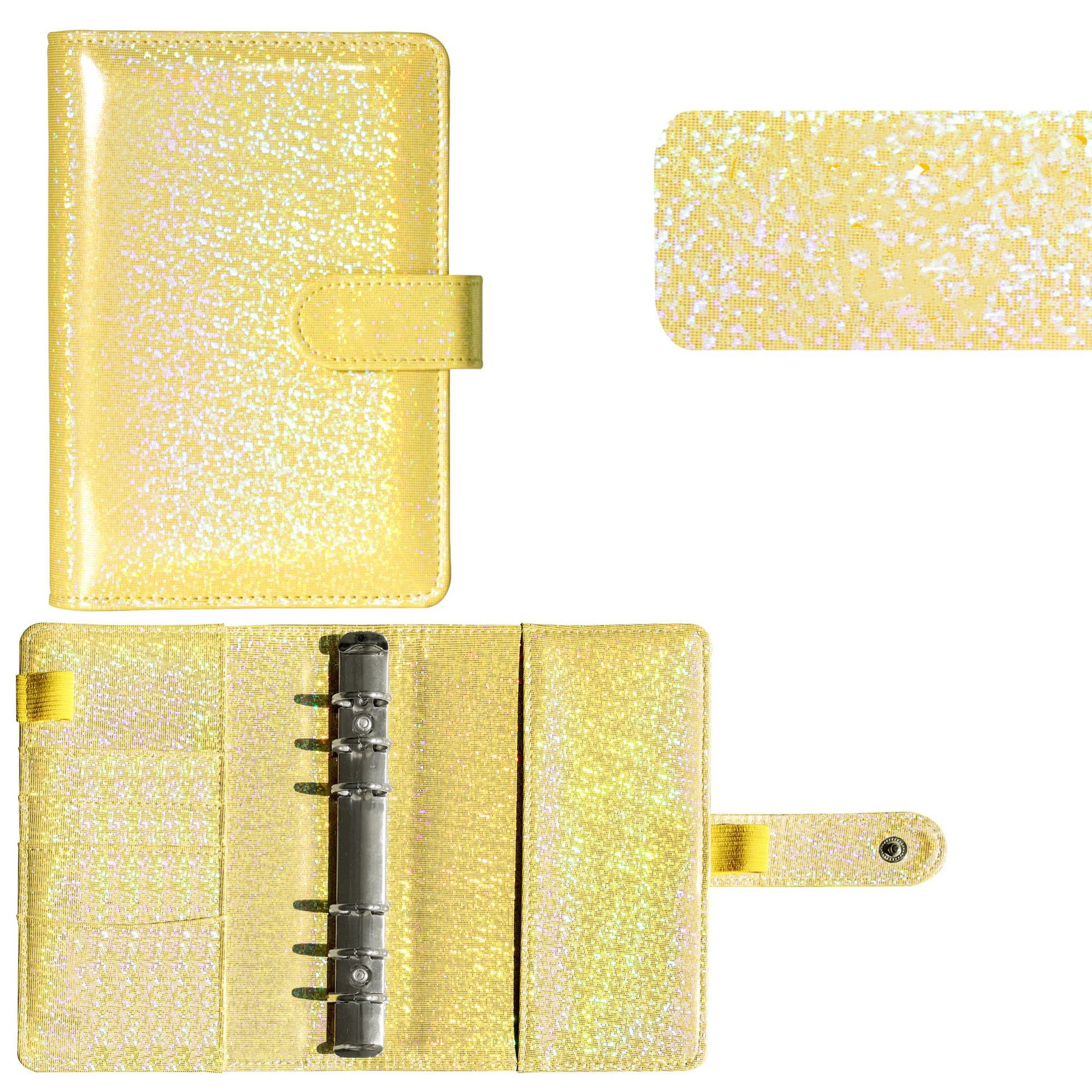 2025 nowy brokat PU skóra DIY segregator okładka notesu pamiętnik porządek obrad planista okładka papierowa szkoła papiernicze: Czerwony