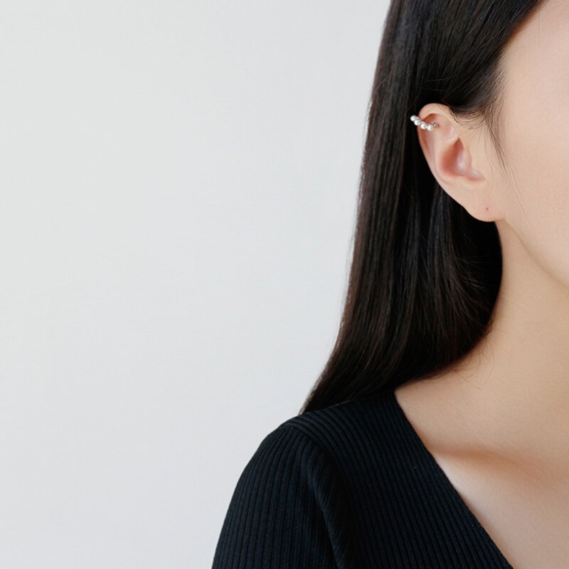 F.i.n.s S925 Sterling Zilveren Cirkel Witte Parel Clip Oorbellen Oor Manchet Voor Vrouwen Clip Oorbellen Zonder Piecing 1Pc