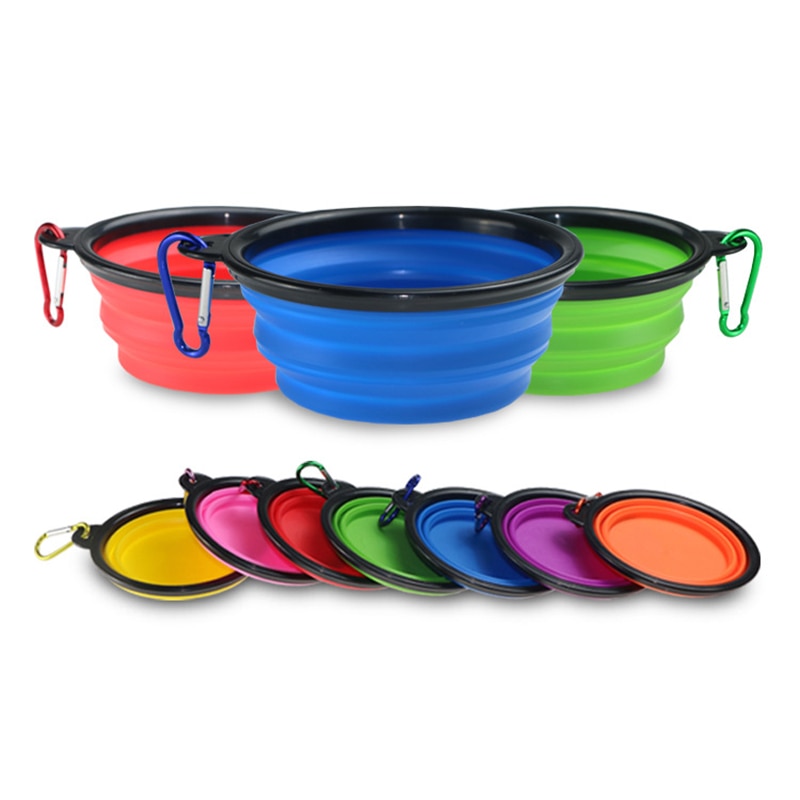 Bol de Perro Plegable de silicona Plegable para viaje Gato tazón de alimentación de agua para perros tazón de viaje Plato Plegable