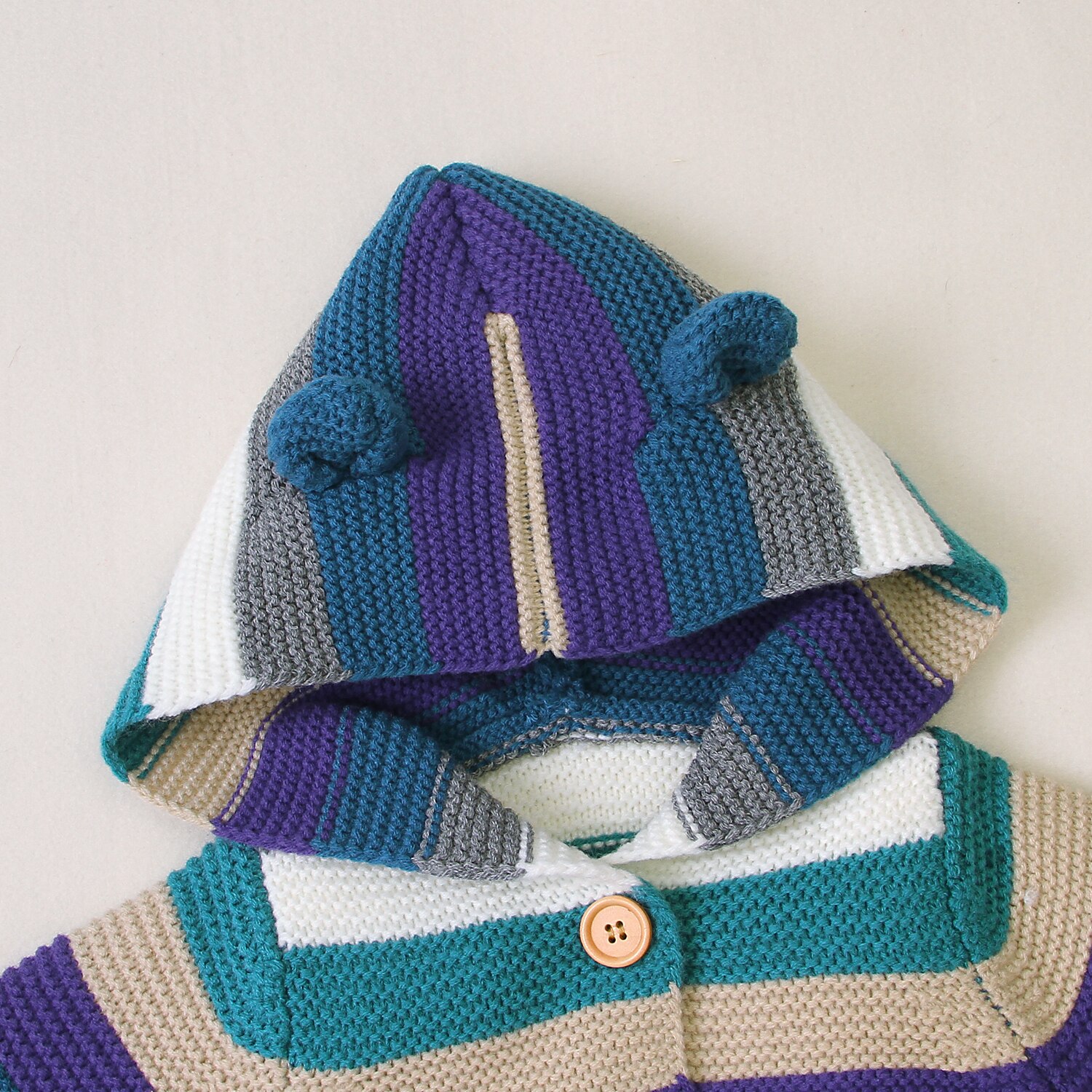 Frühling Herbst Warme Strickjacke freundlicher Baby Jungen Mädchen Süße gemischt Farbe Streifen Lange Hülse Outwear Beiläufige Mit Kapuze oben zur Seite fahren