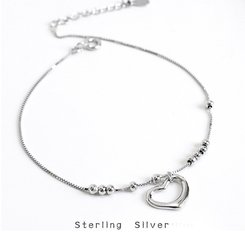 S925 sterling silber liebe fußkettchen Korean persönlichkeit temperament mädchen pfirsich herz strand fuß schmuck wilden einfache schmuck: Default Title