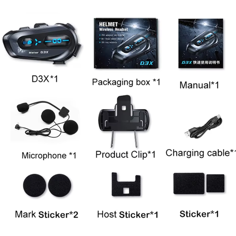 1/2 Uds casco de motocicleta intercomunicador auriculares 600M medio dúplex multi personas Interphne V5.4 auriculares con asistente de voz inteligente