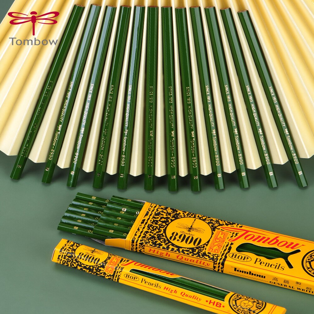 12pcs Japanese Tombow 8900 Wooden Pencils Classic Sketching Classic Hexagonal Wood Stationery Drawing Pencil Set