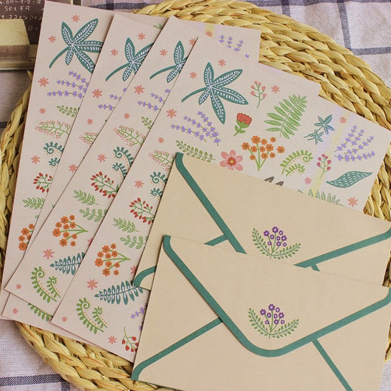 Papeterie coréenne enfants enveloppe finement fleur Animal lettre Pad ensemble papier lettre + enveloppes ensembles papier à écrire