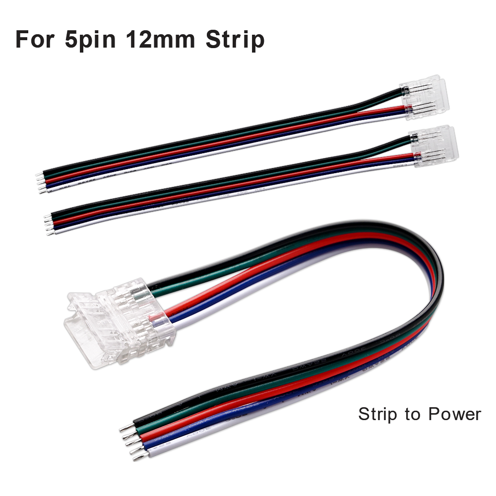 5pcs Solderless LED Connector Transparent for 2pin 3pin 4pin 5pin 6pin FOB COB DIM RGBW RGB CCT SMD LED Strip: black
