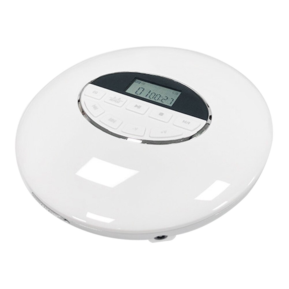 Lecteur CD Portable Anti-saut pour voiture, Compact, multifonction, alimenté par batterie, USB, AUX, Audio, blanc, noir: WHITE