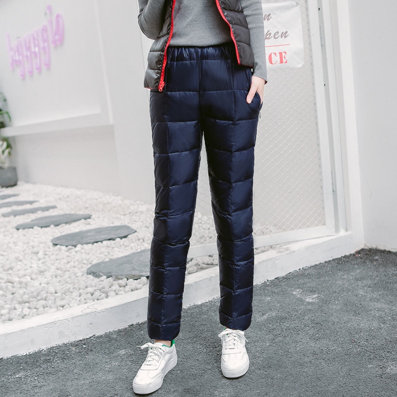 Dunbukser vinter mænd kvinder tykke varm hvide andedun sportsbukser udendørs vindtætte vandtætte camping vandrebukser 5xl