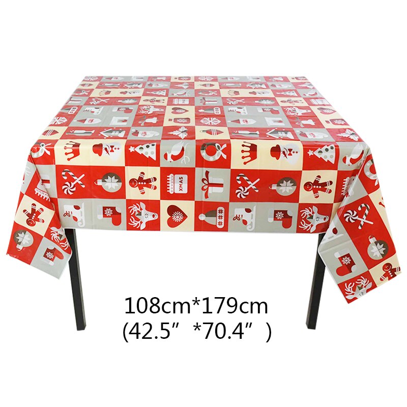 1pc 108 x 179cm jul pvc bordsduk jul dekorationer tryckt bordsduk bord täcka hem jul fest middag dekoration