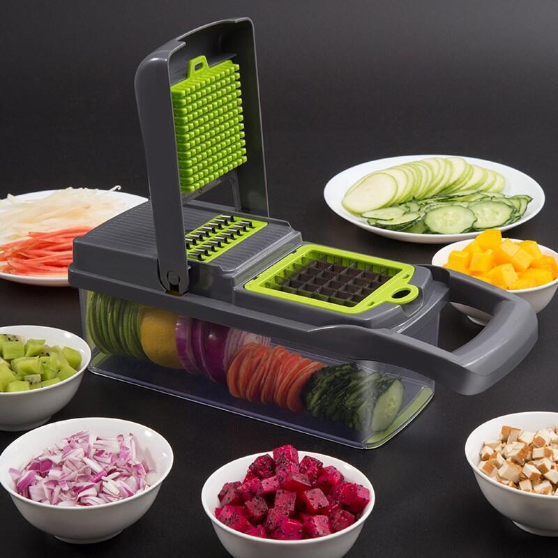Cortador de vegetais multifuncional, ralador, fatiador de frutas, cesta de drenagem, 8 em 1, acessórios de cozinha, utensílios, imperdível