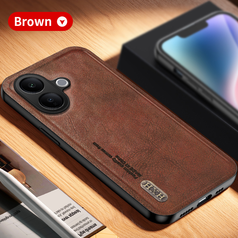 For Vivo V60 Lite 5G Back Cover Skin Feel Shockproof Magnetic Phone PU Leather Case Soft For Vivo V60 Lite: Dark Brown