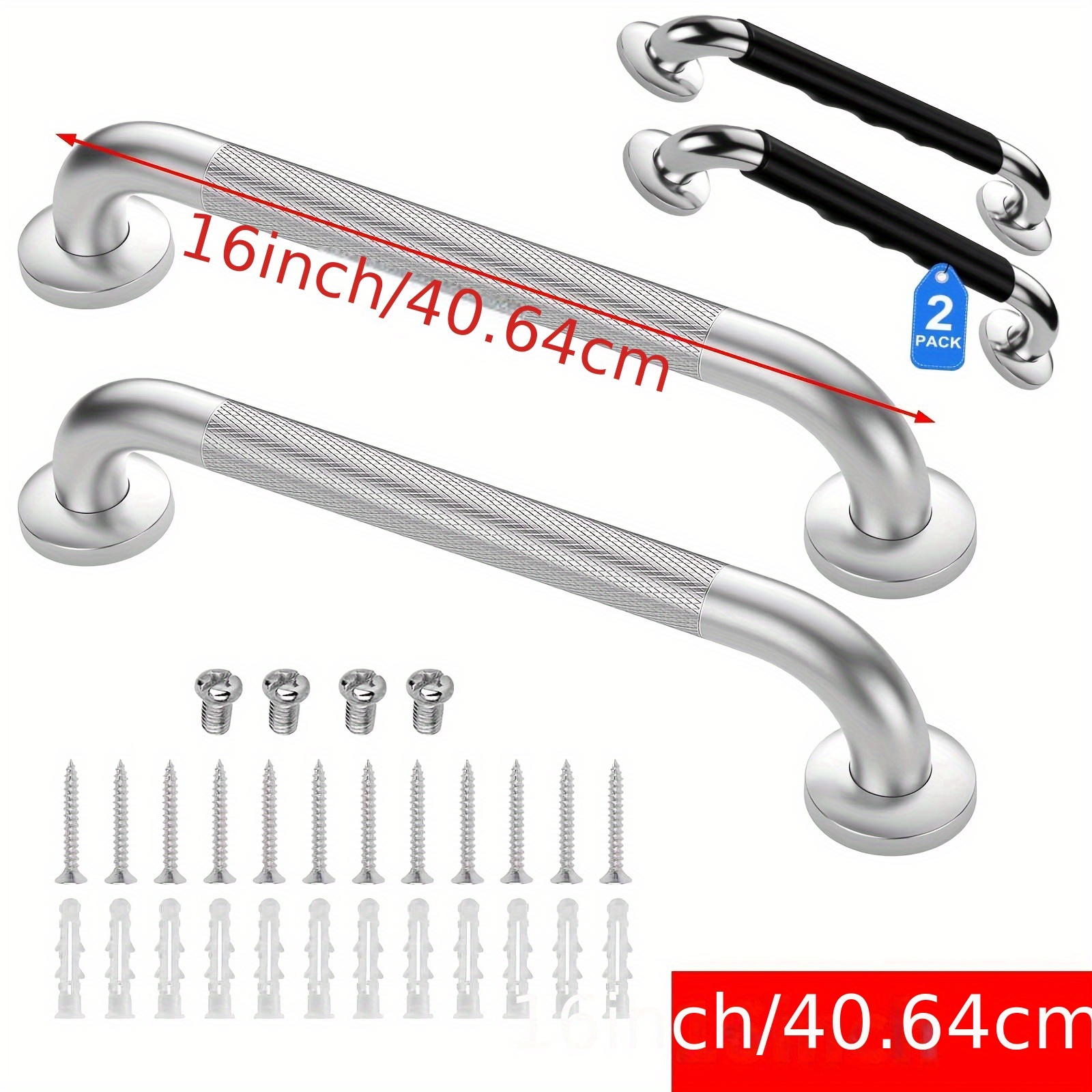 1/2 RVS douchegreep, 16", antislip badkamerveiligheidsgreep, geschikt voor badkuip en douche, aan de muur gemonteerde hulp, n