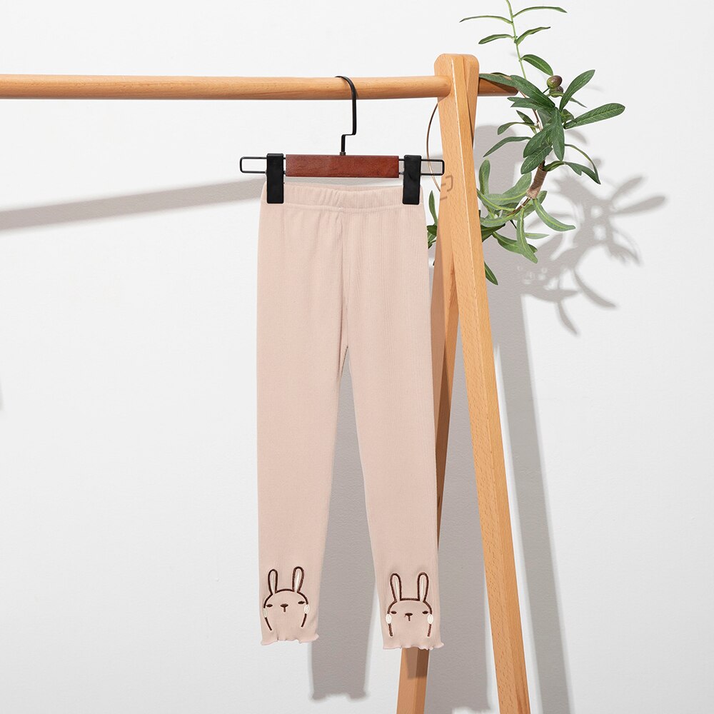 Ropa para niñas y niños de 3 a 11 años, Leggings informales, pantalones de conejo encantador, novedad de: Beige / 3-4T