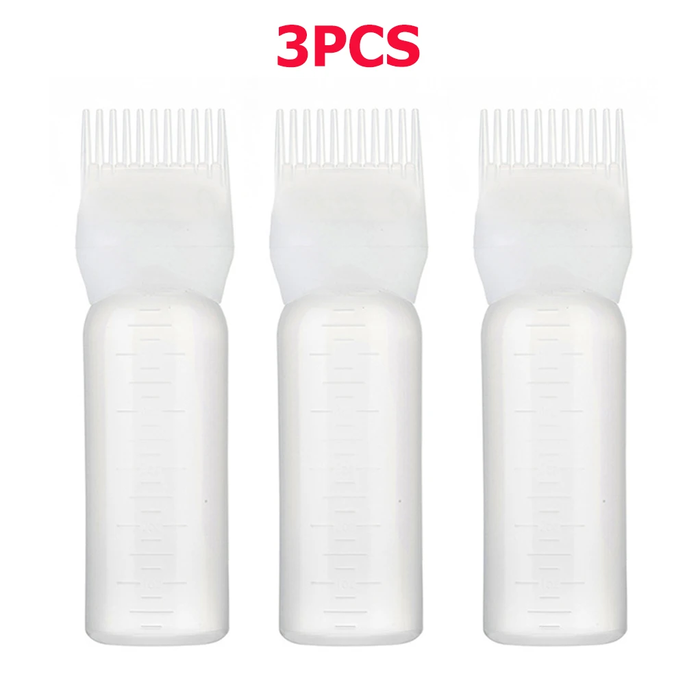Aplicador de aceite para el cuero cabelludo, botella de llenado repetible, aplicador de peine para raíces, accesorios para salón de barbería, 3 uds., 180ml: Gris claro