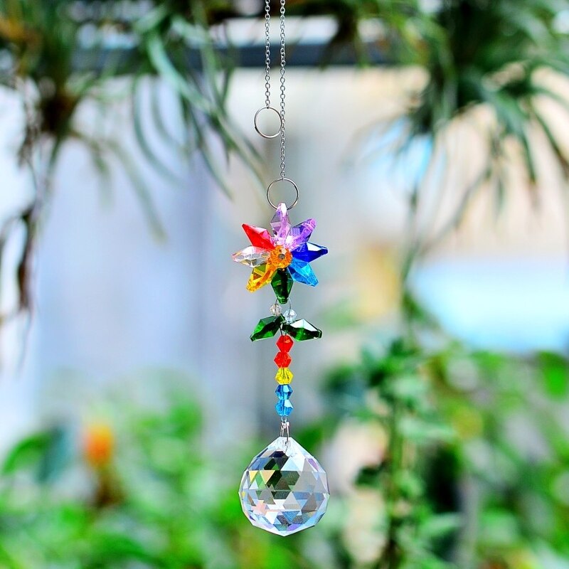 KaiNai Garden Suncatcher Flower Deco Rainbow Maker hanging crystal prisms window crystals home decoration original
