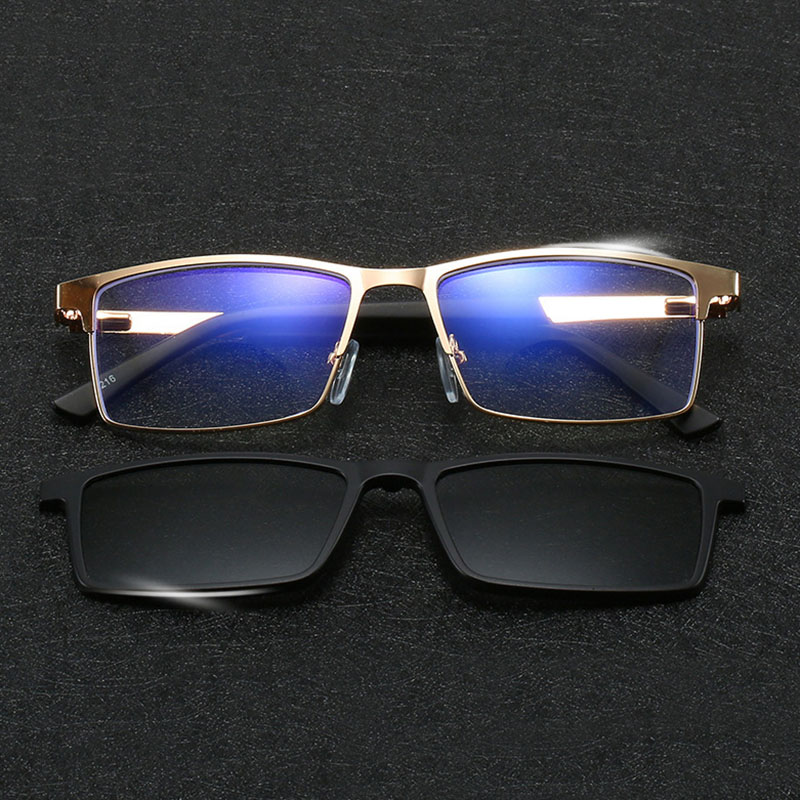 2 in 1 Magnetic Bifocal Reading Glasses Men Photochromic Polarized Clip on Sunglasses lens set Women Anti Blue light Eyewear