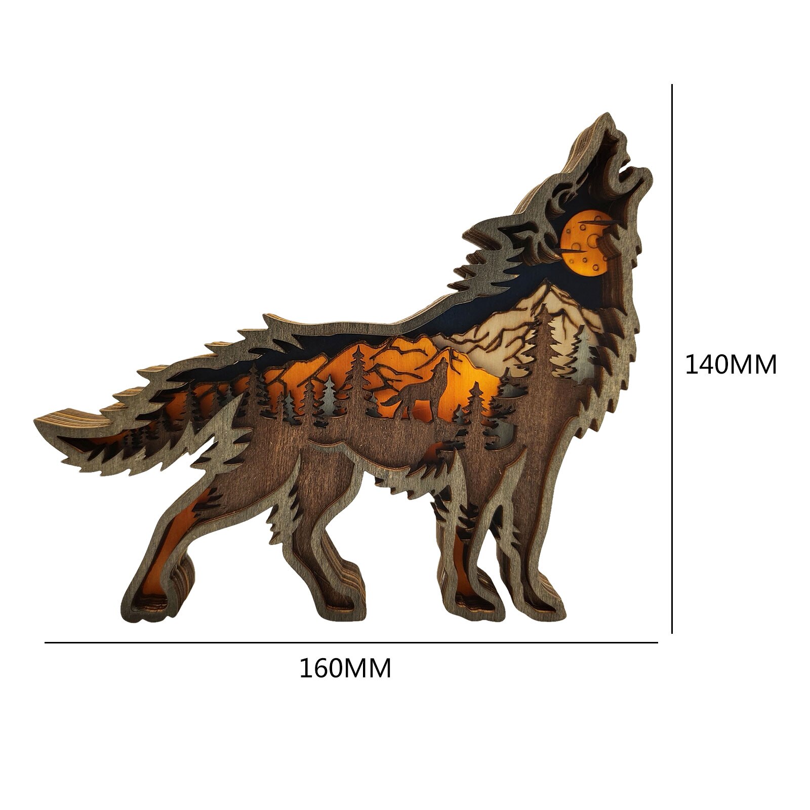 Animal Carving Handcraft Wall Hanging Sculpture 3D Wolf Horse Bear Deer Hand Painted Decorations for Home Living Room: Wolf