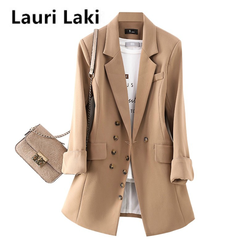 Lauri Laki bureau dame Blazer femmes solide à manches longues costume Blazer manteau rétro noir kaki Blazer veste automne
