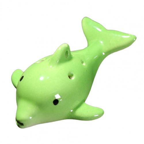 Mini Melodious Cartoon Dolphin Musical Instrument Ocarina Ceramic Musical Ocarina Ergonomic for Novice:  Green