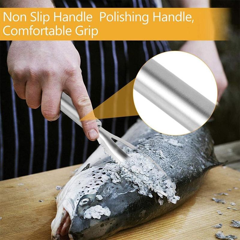 Rostfritt stål kökshandbok fiskfjäll skrapning renare kniv verktyg skaldjur pryl rengöring fisk pryl pincett fisk p  j0 y 1