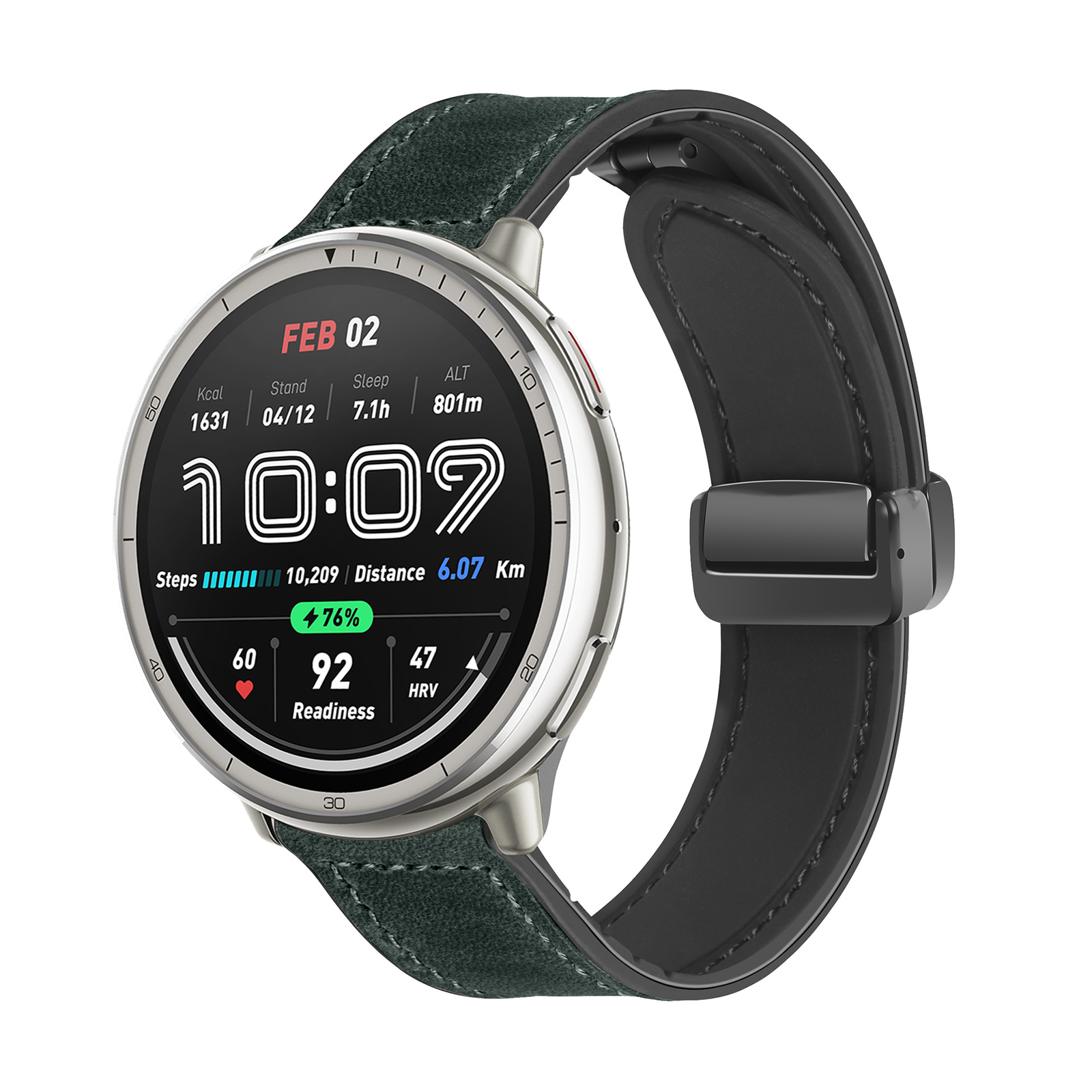 Leather Silicone Strap for Amazfit Active 2 Band Wristband Replacement Bracelet 20mm Soft Leather Silicone Strap Accessories: 橄榄绿