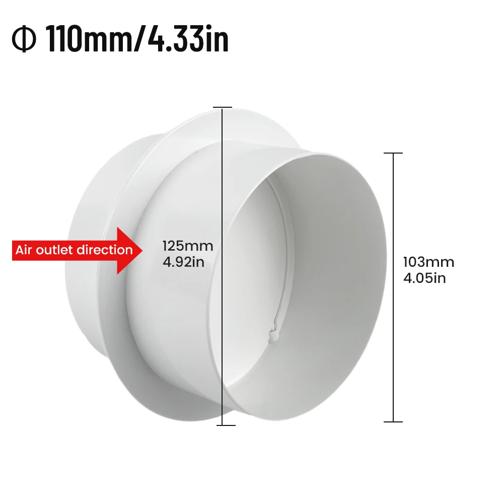 Badkamer Terugslagklep Ventilatie Wit 100Mm 110Mm 120Mm 150Mm 200Mm 80Mm Voor Badkamerventilator Voor Ventilatie Pvc