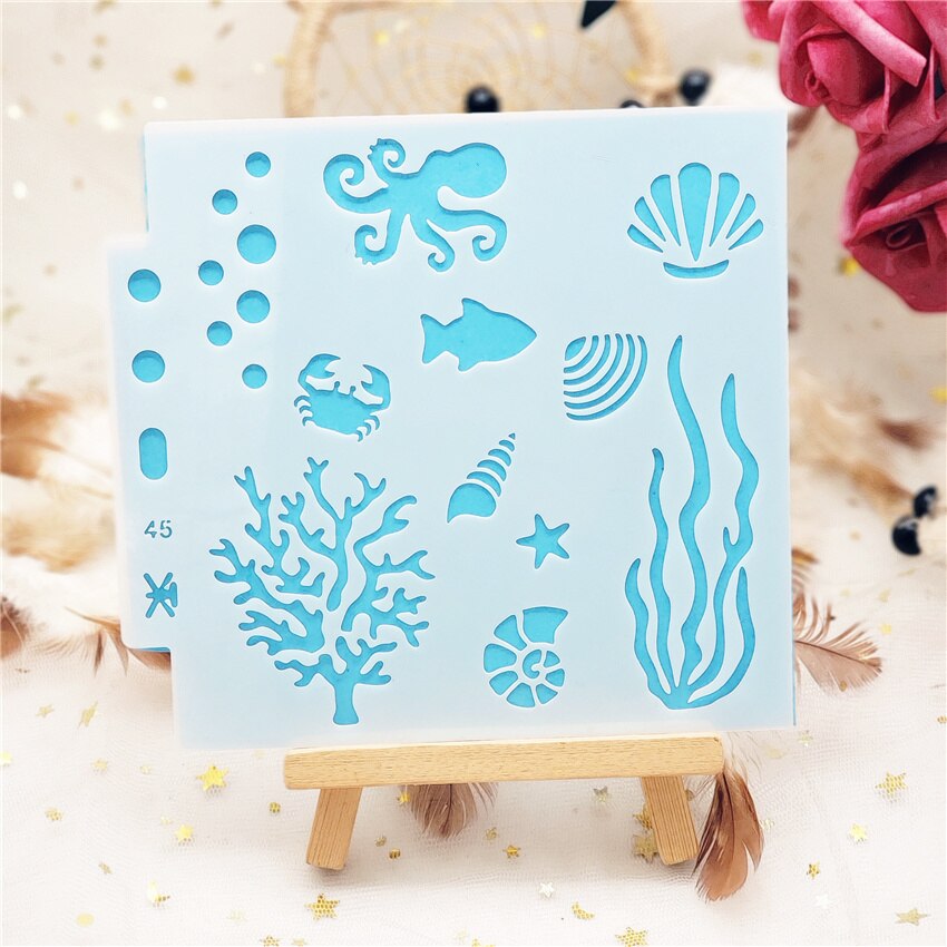 13*14CM seaweed shield DIY cake scrapbook stencils hollow Embellishments printing lace ruler Valentine's Day Cover template