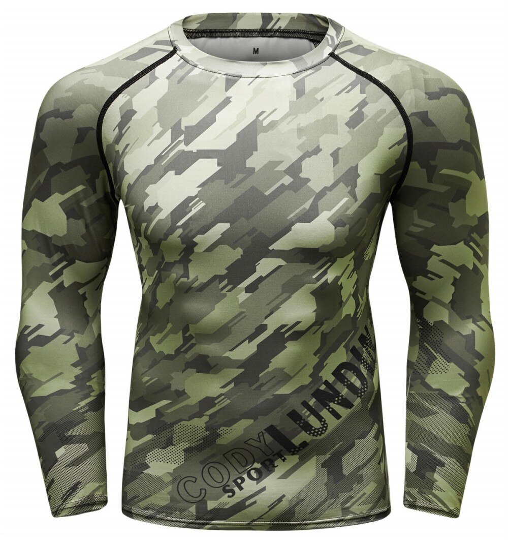 Rode Pluim 3D Mannelijke Compressie Fitness Lange Mouwen T-shirts Mannen Camouflage Digitale Printing Running Close Shirt: XL / JMCT222