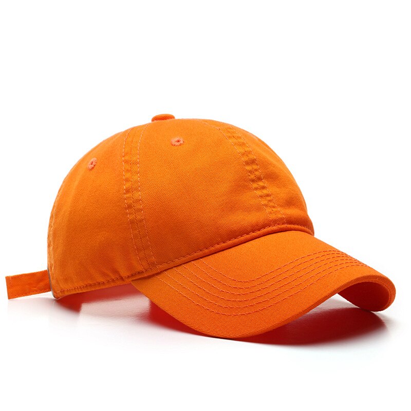 Boné de beisebol de alta qualidade para homens e mulheres moda algodão cor sólida chapéu lavável casual snapback chapéu atacado: Orange