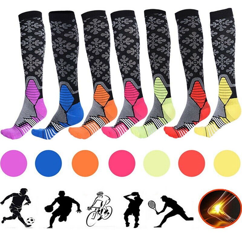 Compression Socks Knee High/Long Printed Polyester Nylon Hosiery Cycling socks For Women Men