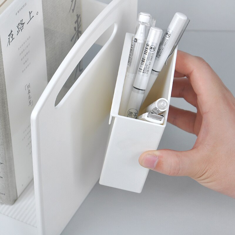 plastic book stand holder office stationery pen holder desk book organizer file storage rack school stationery supplies