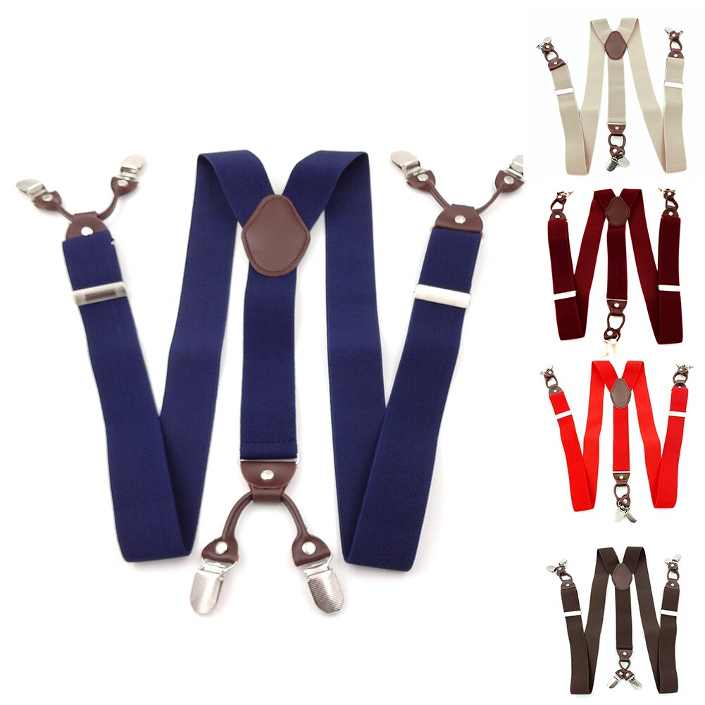 Tirantes elásticos portátiles Vintage Casual Across accesorios aleación y cuero para hombre