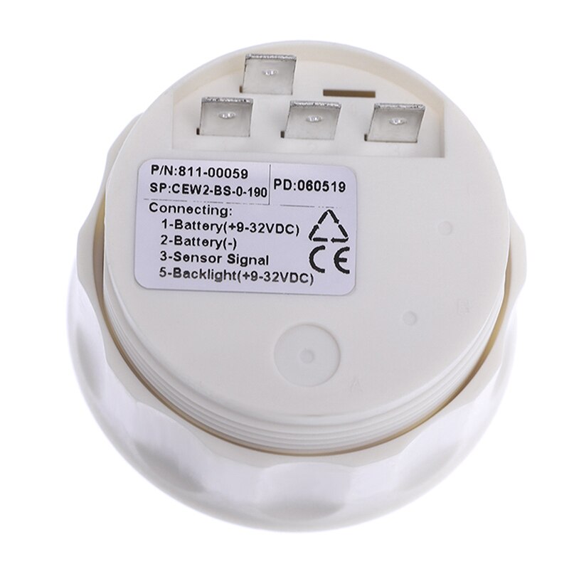 0 ~ 190 ohm vandtank niveaumåler indikator 52mm automatisk marinebåd vandstandsmåler med baggrundsbelysning