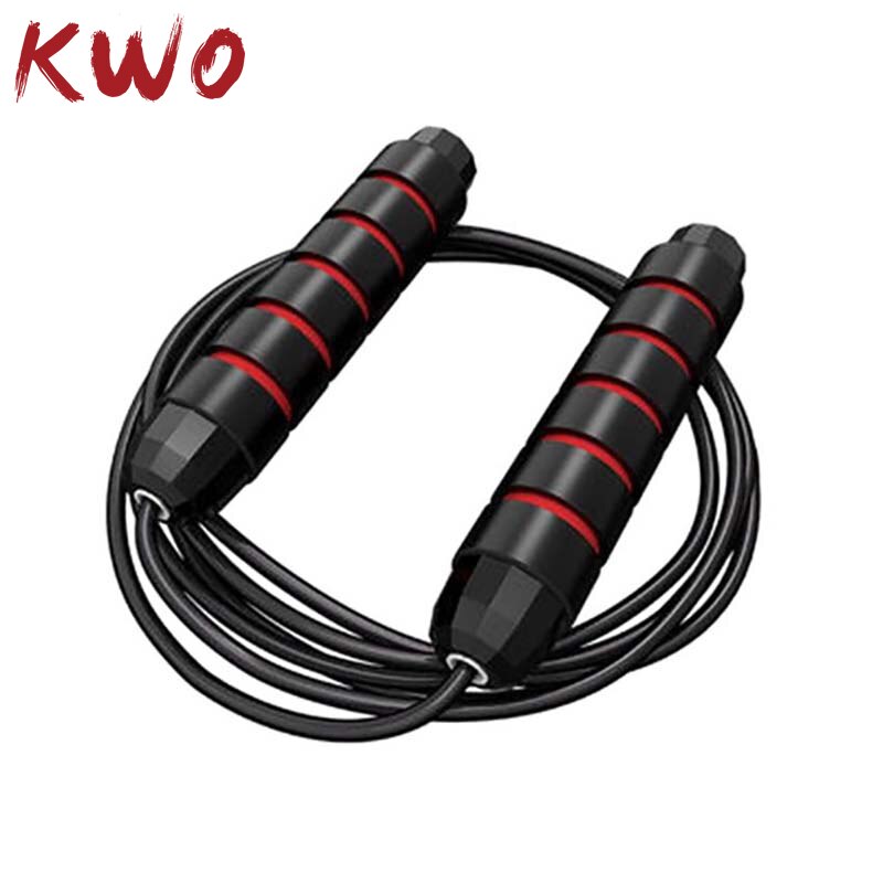 Sjippetov med vægt fitness justerbart kraftig træningshastighedshåndtag rustfrit vægtet springseil hoppereb: Rød