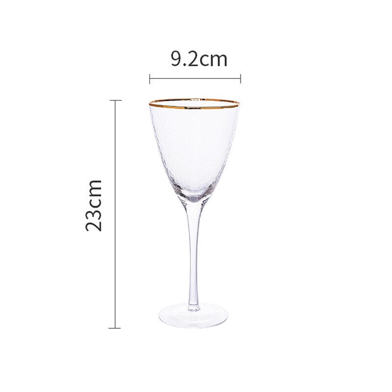 Copa de vino chapada en oro martillado, copas de champán sin plomo, copa de cóctel, suministro de artículos para beber: A2 23x9.2cm