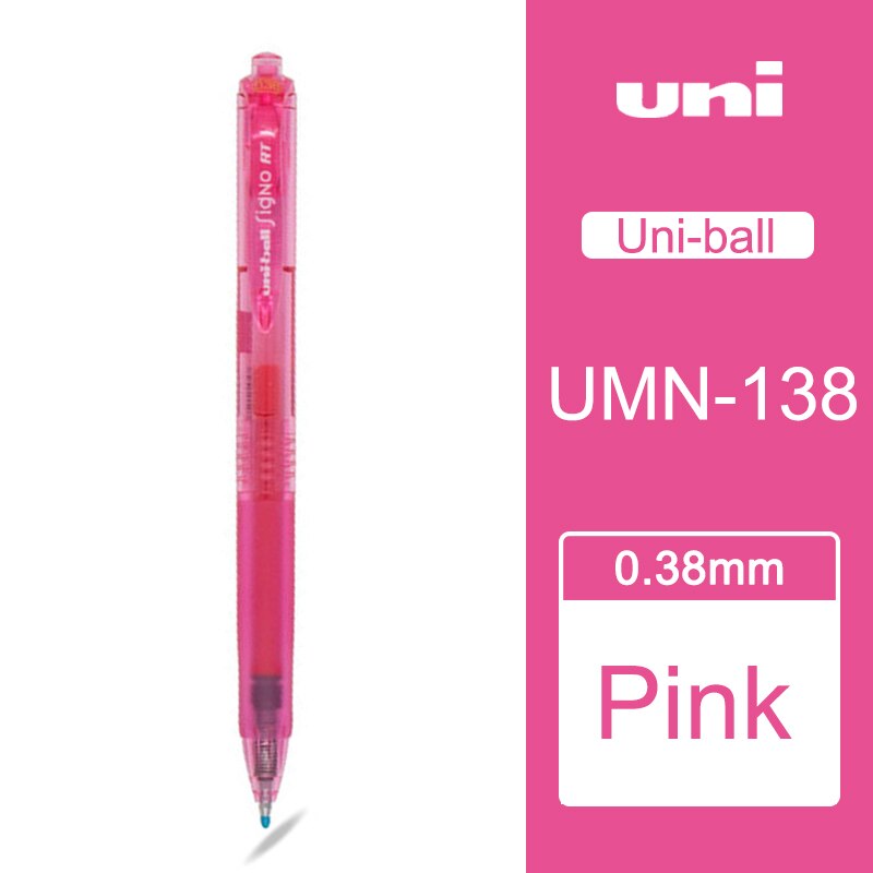 1 Piece Mitsubishi Uni-ball Signo RT retractable gel pen pena warna gel Pen Ultra Fine UMN-138 made in Japan: Pink