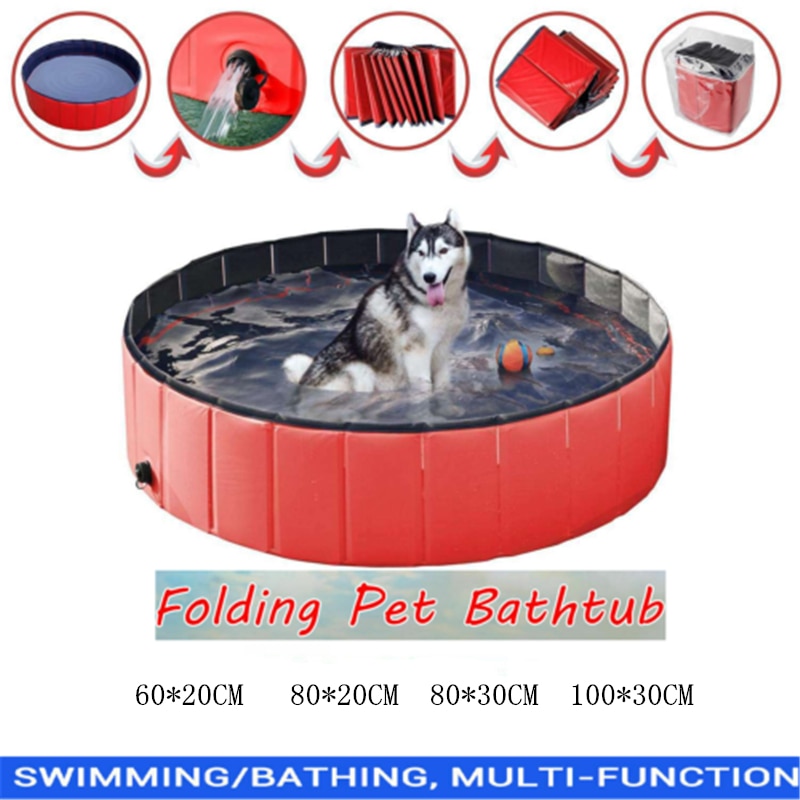 PVC Foldable Pet Dog Cat Swimming Pool PVC Washing Pond Dog Tub Bed Large Small Dog Swimming House Bed Summer Pool
