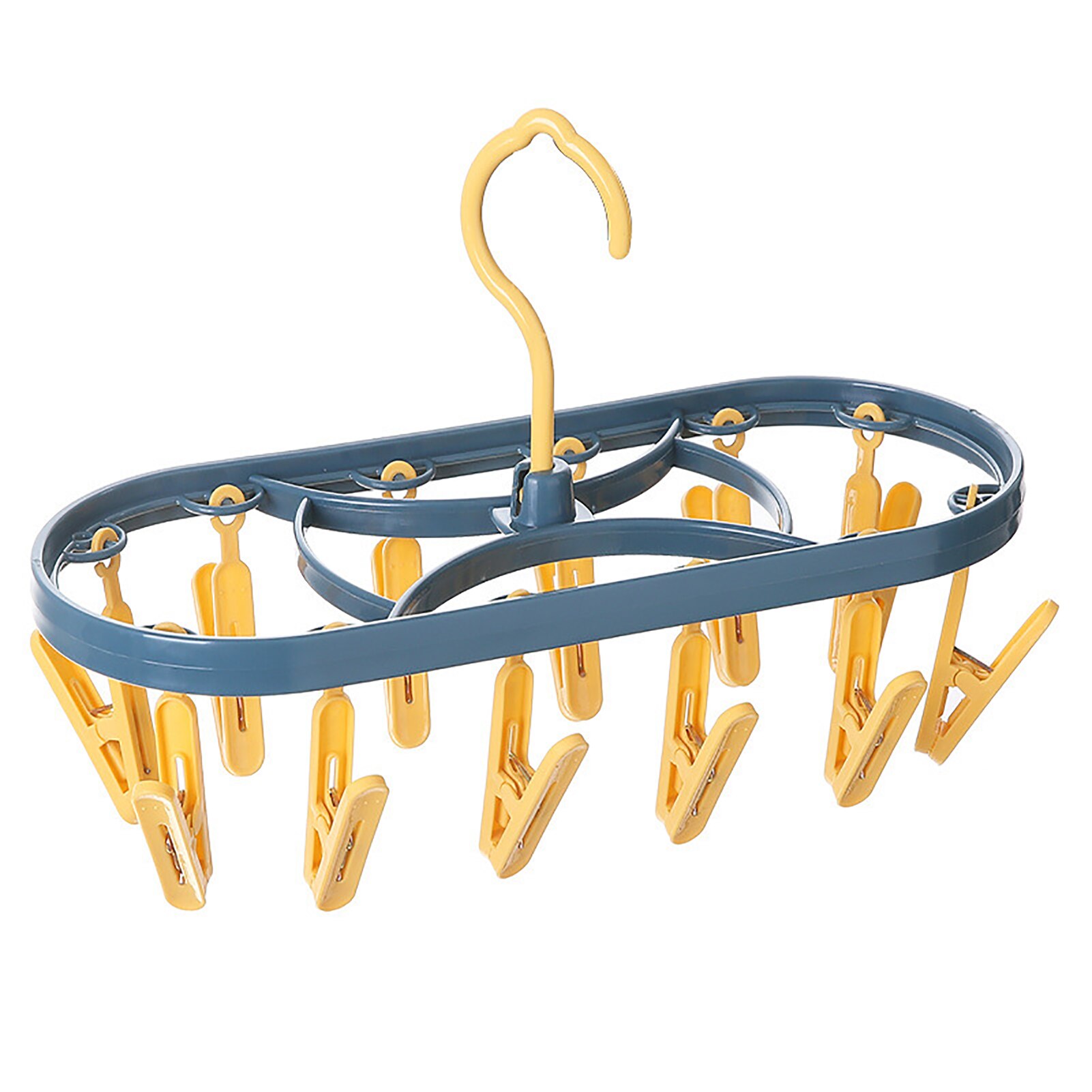 Thuis Ovale Droogrek Sokken Ondergoed Hanger Opvouwbare Droogrek Met 12 Wasknijpers Voor Balkon Jw: YELLOW
