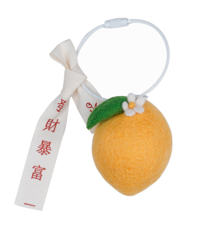 LLavero de fieltro de lana con mango de limón y melocotón, accesorio para decoración de felpudo, manualidades, DIY