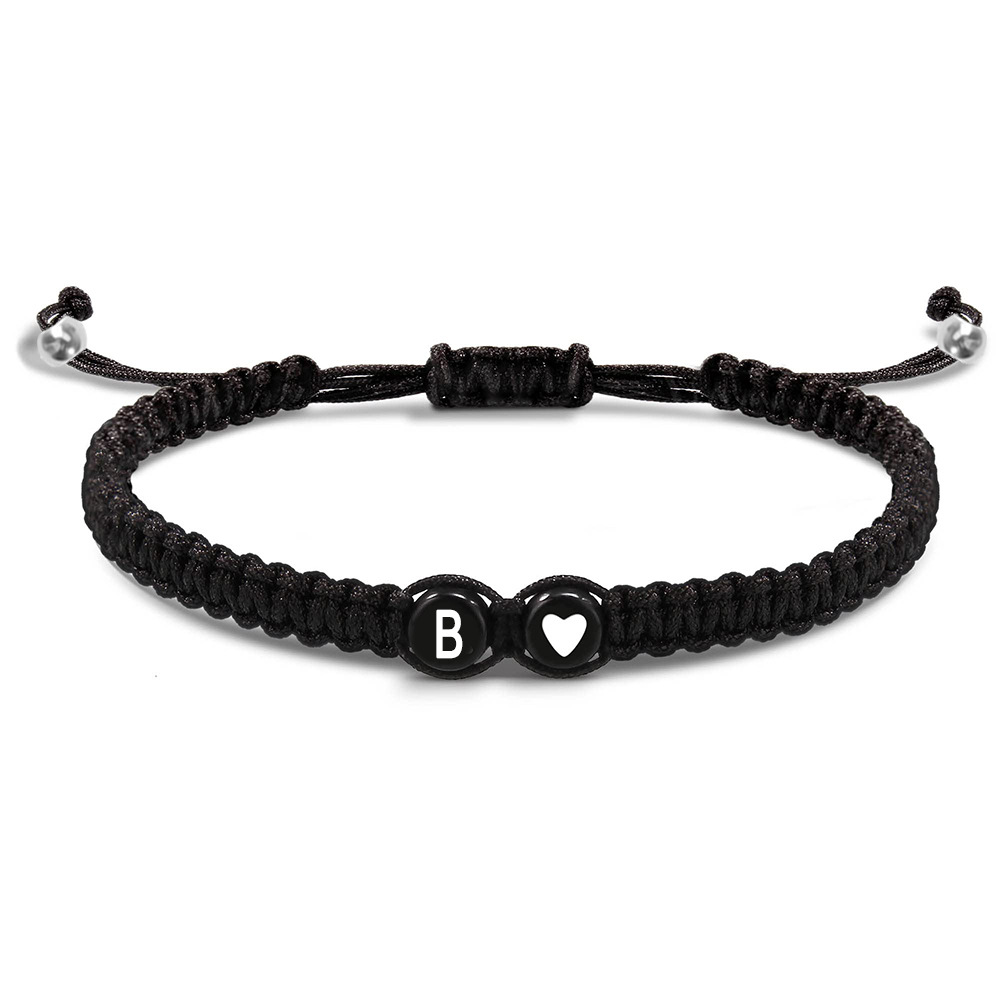 26 Letters Initial Heart Bracelets Handmade Adjustable A-Z Name Braided Bracelets For Women Men Jewelry Accessories