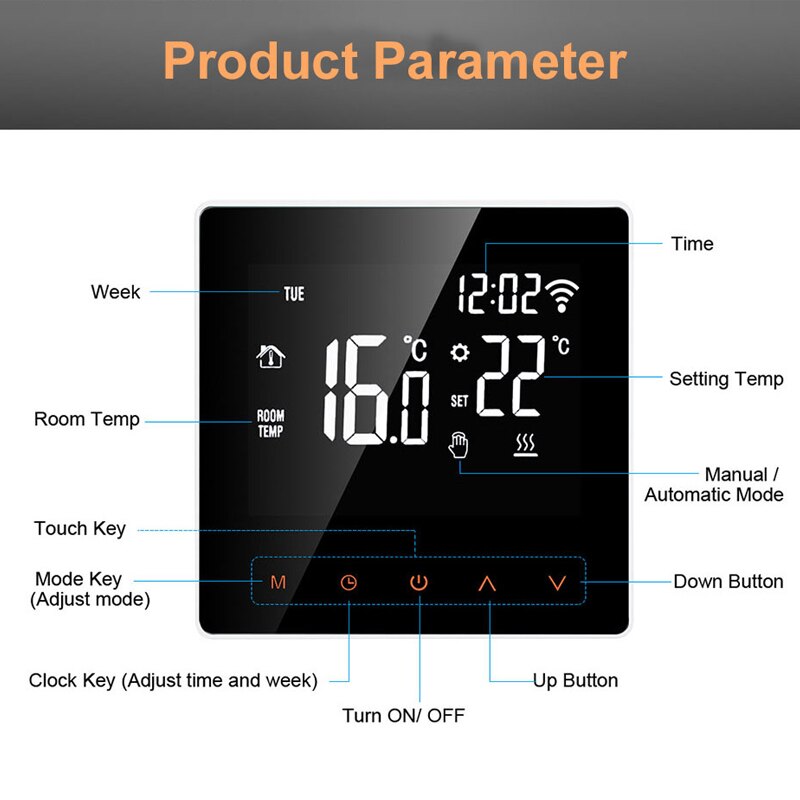 Tuya smart life wifi termostat temperaturregulator til vand / elektrisk gulvvarme vand / gaskedel arbejder med google home