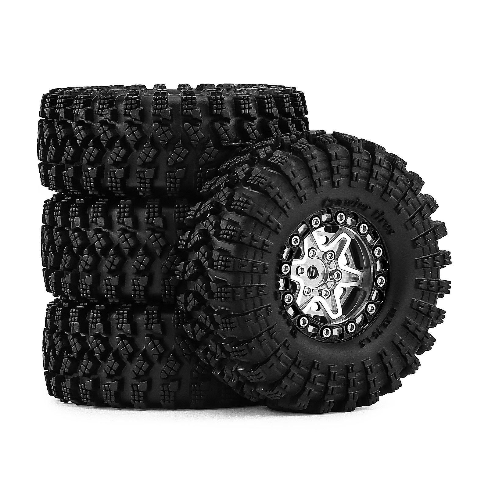 4 stuks 1,3 inch aluminiumlegering beadlock velgen, metalen wielnaaf voor 1/18 TRX4M 1/24 SCX24 FCX24 RC crawler auto upgrade onderdelen: zwart