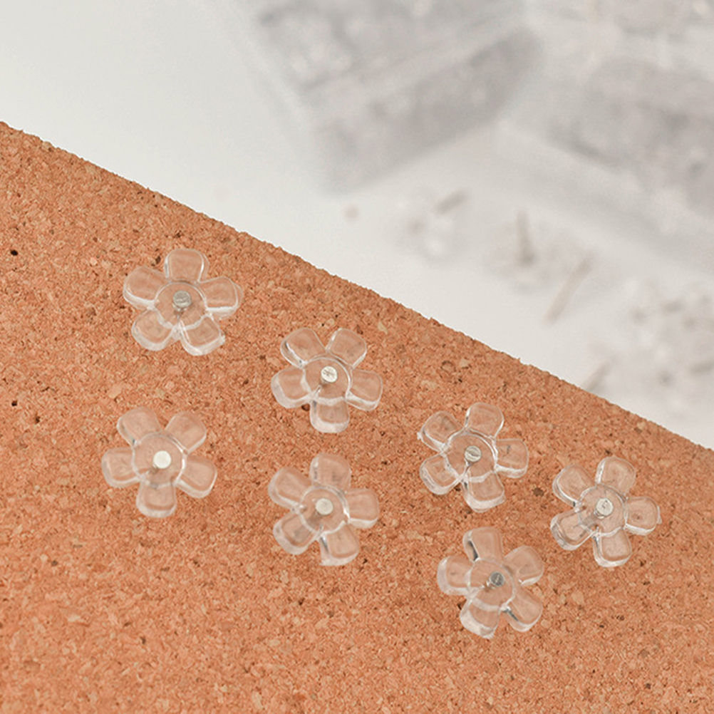 100 stk. blomsterformede tegnestifter korkplade tegnestifter klare kort tegnestifter kontorindbindingsartikler plast jern materialer