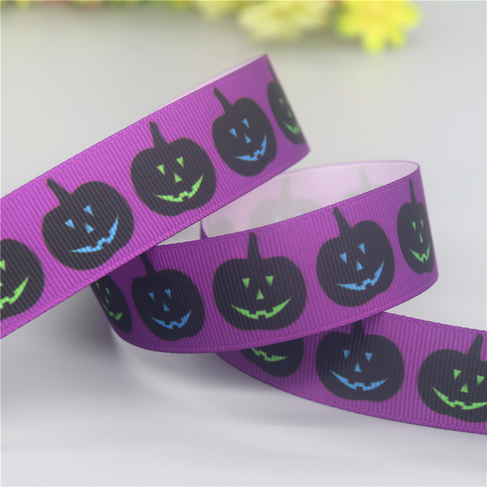 DUWES 50yards Halloween Printed Grosgrain Ribbon Accessories Material Headwear Decoration DIY Sewing Craft D2178: Brass / L