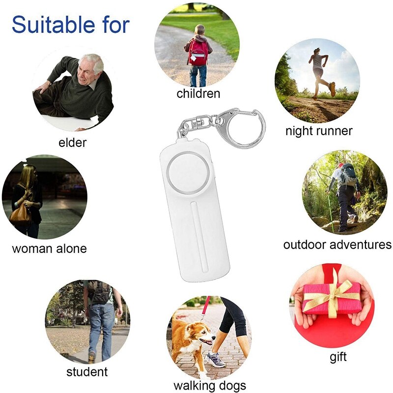 Personal Alarm Keychain 130DB Warning Device with LED Lights Alarm Suitable for Ladies,Men,Children,Seniors and Joggers