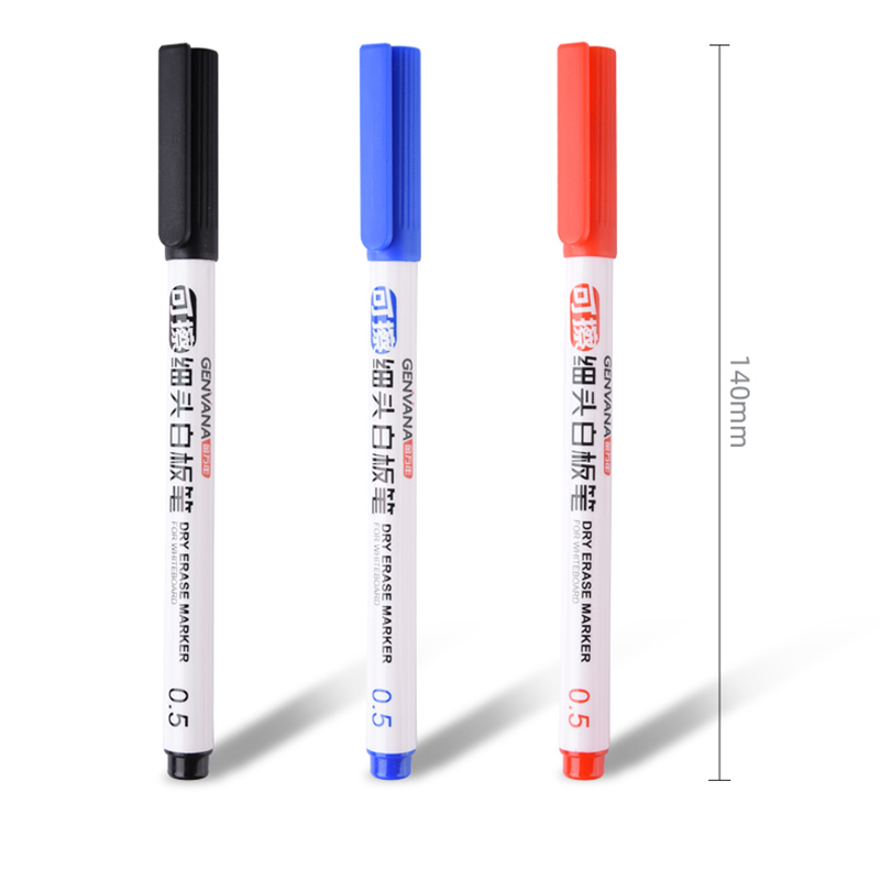 Droog uitwisbare whiteboard-markers - fijne punt 0,5 mm fijne punt, uitwisbare pennen voor kinderen, leraren, kantoor, whiteboard (zwart/rood/blauw)