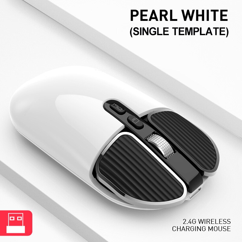 Dual Modus 2,4G USB Bluetooth Wireless Mouse Ergonomische Stille Wiederaufladbare Mäuse Für Computer Büro Laptop PC: 2.4G White