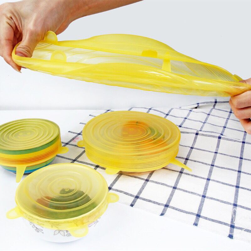 Genanvendelige silikone stretch låg strækbare og holdbare silikone betræk med rengøringsbørste holder mad frisk materiale
