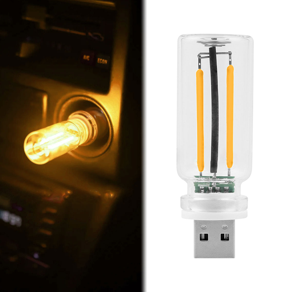 USB Nachtlicht Touch Dimmen LED Glühlampe Glühlampe Auto Innenbeleuchtung Atmosphäre Lampe für Party Zimmer Auto: 4300 Karat Weiß gelb