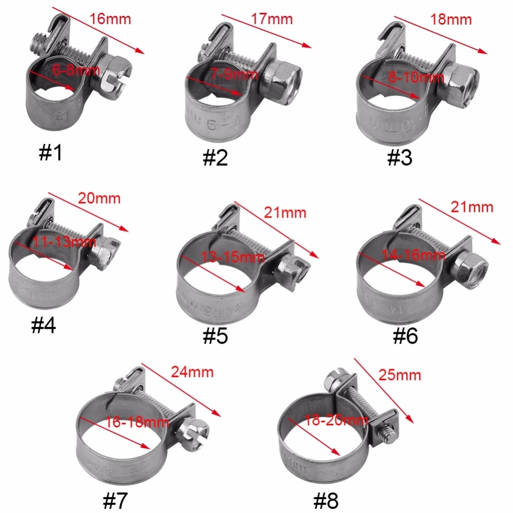 10 stücke/einstellen 304 Edelstahl Mini Schlauch Klemme Kleine Befestigung Rohr Klemmen Marine Edelstahl Rohr Klemme Armaturen Kraftstoff linie Clips Klem