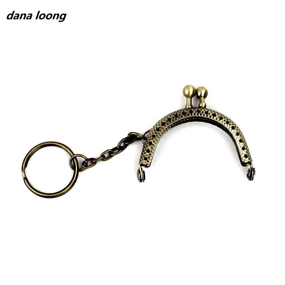 1 Stuk 5 Cm Half Ronde Metalen Portemonnee Frame Kus Sluiting Lock Met Sleutelhanger Tas Onderdelen Accessoires: Antique bronze